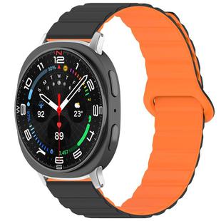 For Samsung Galaxy Watch8 / 8 Classic xDfind Loop Magnetic Glossy Silicone Watch Band(Black Orange)