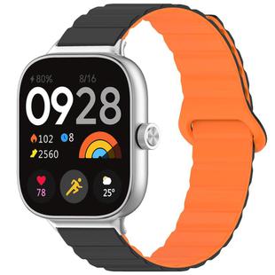 For Xiaomi Smart Band 9 Pro/8 Pro/Redmi Watch 5/4 xDfind Loop Magnetic Glossy Silicone Watch Band(Black Orange)