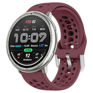 20mm xDfind Silver Buckle Silicone Sport Watch Band(Wine Red)