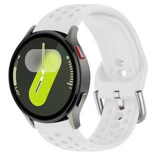 For Samsung Galaxy Watch 7 / 6 / 5 / FE xDfind Silver Buckle Silicone Sport Watch Band(White)