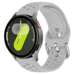 For Samsung Galaxy Watch 7 / 6 / 5 / FE xDfind Silver Buckle Silicone Sport Watch Band(Grey)