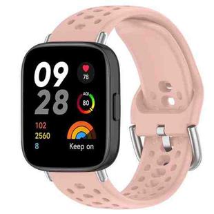 For Redmi Watch 3 xDfind Silver Buckle Silicone Sport Watch Band(Pink)