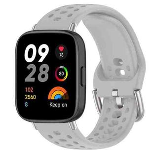 For Redmi Watch 3 xDfind Silver Buckle Silicone Sport Watch Band(Grey)