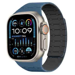 For Apple Watch 42 / 44 / 45 / 46 / 49mm xDfind Contrasting Colors Magnetic Silicone Watch Band(Blue + Midnight)