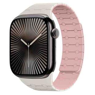 For Apple Watch 38 / 40 / 41 / S10 42mm xDfind Contrasting Colors Magnetic Silicone Watch Band(Starlight + Pink)