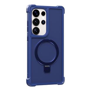 For Samsung Galaxy S24 Ultra 5G Four-corner Shockproof MagSafe Holder Phone Case(Blue)