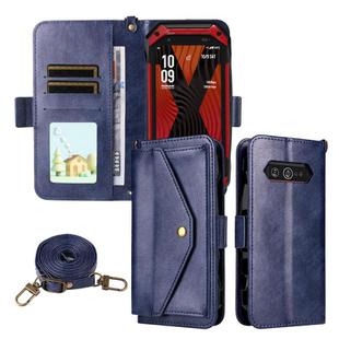 For Kyocera Torque 5G KYG01 Multi-card Slots Crossbody Cowhide Leather Phone Case(Blue)
