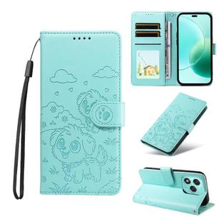 For Honor 400 Lite Global / X70i Embossed Heart Dog RFID Blocking Wallet Leather Phone Case(Green)