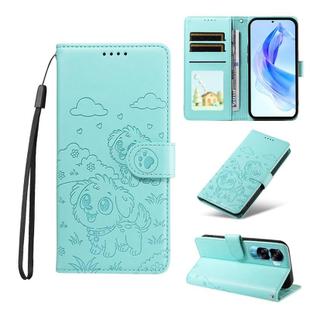 For Honor 90 Lite / X50i 5G Embossed Heart Dog RFID Blocking Wallet Leather Phone Case(Green)