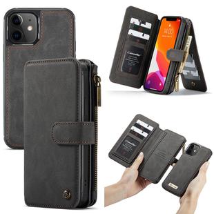 For iPhone 12 mini CaseMe-007 Crazy Horse Texture Detachable Horizontal Flip PU Leather Case, with Card Slot & Holder & Zipper Wallet & Photo Frame(Black)