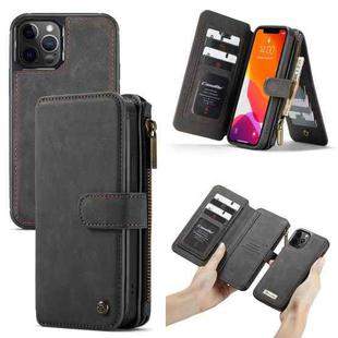 For iPhone 12 / 12 Pro CaseMe-007 Crazy Horse Texture Detachable Horizontal Flip PU Leather Case, with Card Slot & Holder & Zipper Wallet & Photo Frame(Black)