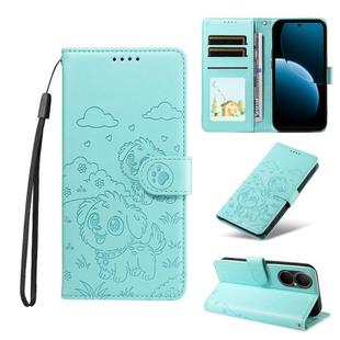 For Huawei Enjoy 80 4G / nova Y73 Embossed Heart Dog RFID Blocking Wallet Leather Phone Case(Green)