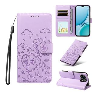 For Huawei Maimang 40 5G Embossed Heart Dog RFID Blocking Wallet Leather Phone Case(Purple)