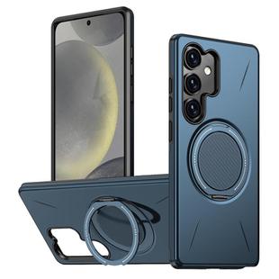 For Samsung Galaxy S24+ 5G Metal Rotation Holder MagSafe TPU Hybrid PC Phone Case(Navy Blue)