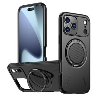 For iPhone 17 Pro Max Metal Rotation Holder MagSafe TPU Hybrid PC Phone Case(Black)