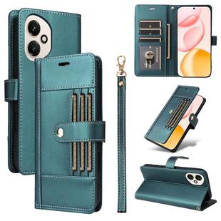 For Honor 400 Global 156.5mm Six Card Slots Buckle Leather Phone Case with Lanyard(Green)