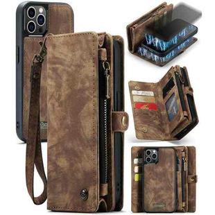 For iPhone 12 / 12 Pro CaseMe-008 Detachable Multifunctional Wallet Leather Phone Case (Brown)