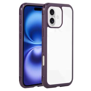 For iPhone 16 Plus Solid Color Edge Transparency Acrylic TPU Phone Case(Dark Purple)