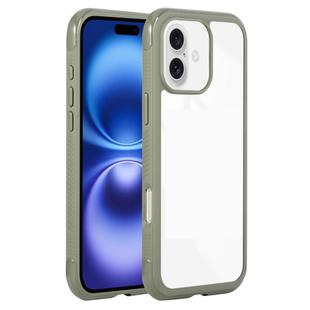 For iPhone 16 Plus Solid Color Edge Transparency Acrylic TPU Phone Case(Army Green)