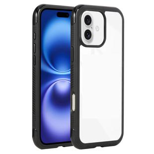 For iPhone 16 Plus Solid Color Edge Transparency Acrylic TPU Phone Case(Black)