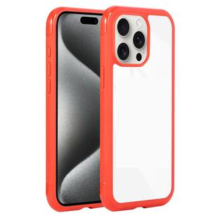 For iPhone 15 Pro Max Solid Color Edge Transparency Acrylic TPU Phone Case(Red)