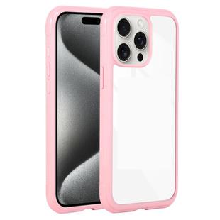 For iPhone 15 Pro Solid Color Edge Transparency Acrylic TPU Phone Case(Pink)