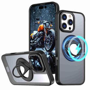 For iPhone 16 Pro Max Rotating Ring Magnetic Holder Phone Case(Black)