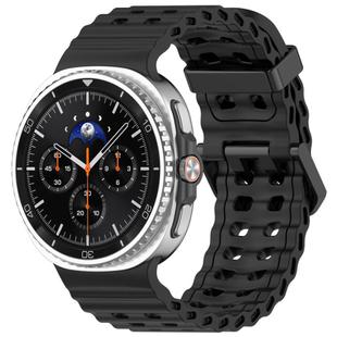 For Samsung Galaxy Watch8 / 8 Classic xDfind Black Buckle Ocean Solid Color Dual-row Hole Silicone Watch Band(Black)