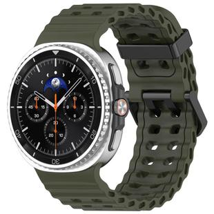 For Samsung Galaxy Watch8 / 8 Classic xDfind Black Buckle Ocean Solid Color Dual-row Hole Silicone Watch Band(Army Green)