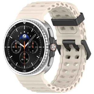 For Samsung Galaxy Watch8 / 8 Classic xDfind Black Buckle Ocean Solid Color Dual-row Hole Silicone Watch Band(Starlight)