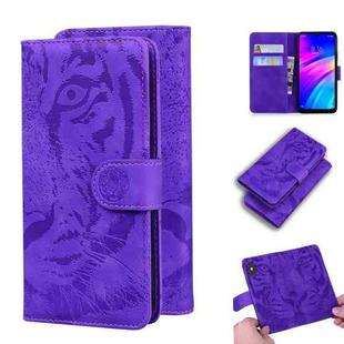 For Xiaomi Redmi 7 / Y3 (Indian Version) Tiger Embossing Pattern Horizontal Flip Leather Case with Holder & Card Slots & Wallet(Purple)