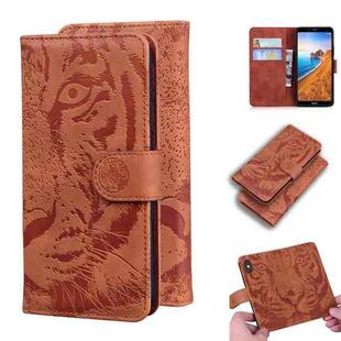 For Xiaomi Redmi 7A Tiger Embossing Pattern Horizontal Flip Leather Case with Holder & Card Slots & Wallet(Brown)