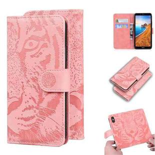 For Xiaomi Redmi 7A Tiger Embossing Pattern Horizontal Flip Leather Case with Holder & Card Slots & Wallet(Pink)