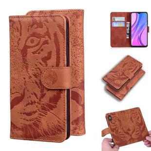 For Xiaomi Redmi 9 Tiger Embossing Pattern Horizontal Flip Leather Case with Holder & Card Slots & Wallet(Brown)