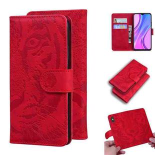 For Xiaomi Redmi 9 Tiger Embossing Pattern Horizontal Flip Leather Case with Holder & Card Slots & Wallet(Red)