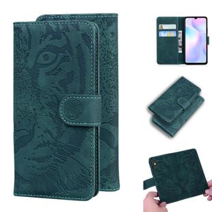 For Xiaomi Redmi 9A Tiger Embossing Pattern Horizontal Flip Leather Case with Holder & Card Slots & Wallet(Green)