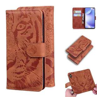 For Xiaomi Redmi K30 Tiger Embossing Pattern Horizontal Flip Leather Case with Holder & Card Slots & Wallet(Brown)