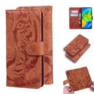 For Xiaomi Redmi Note 9 / 10X 4G Tiger Embossing Pattern Horizontal Flip Leather Case with Holder & Card Slots & Wallet(Brown)