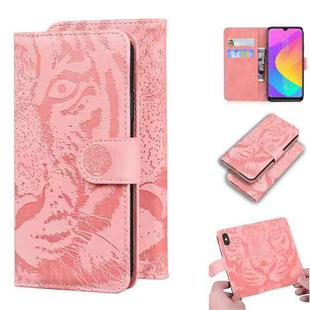 For Xiaomi Mi 9 Lite / CC9 Tiger Embossing Pattern Horizontal Flip Leather Case with Holder & Card Slots & Wallet(Pink)