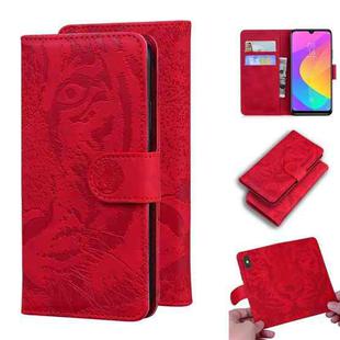 For Xiaomi Mi 9 Lite / CC9 Tiger Embossing Pattern Horizontal Flip Leather Case with Holder & Card Slots & Wallet(Red)