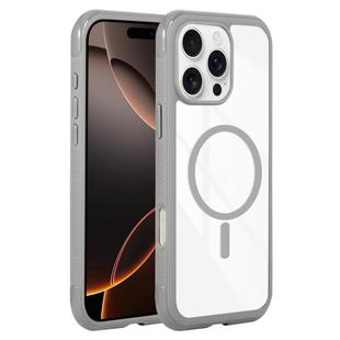 For iPhone 16 Pro Max Solid Color Edge Transparency MagSafe Magnetic Phone Case(Grey)