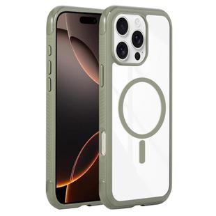 For iPhone 16 Pro Max Solid Color Edge Transparency MagSafe Magnetic Phone Case(Army Green)