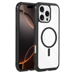 For iPhone 16 Pro Max Solid Color Edge Transparency MagSafe Magnetic Phone Case(Black)