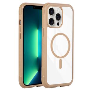 For iPhone 13 Pro Max / 12 Pro Max Solid Color Edge Transparency MagSafe Magnetic Phone Case(Brown)
