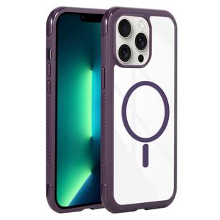 For iPhone 13 Pro Max / 12 Pro Max Solid Color Edge Transparency MagSafe Magnetic Phone Case(Dark Purple)