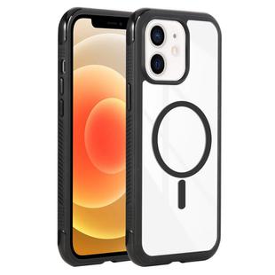 For iPhone 12 / 12 Pro Solid Color Edge Transparency MagSafe Magnetic Phone Case(Black)