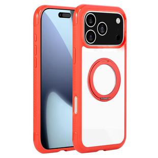 For iPhone 17 Pro Solid Color Edge Transparency Rotation Holder MagSafe Phone Case(Red)