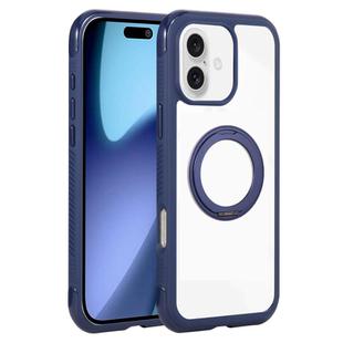 For iPhone 17 Solid Color Edge Transparency Rotation Holder MagSafe Phone Case(Royal Blue)