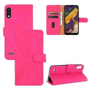 For LG K22 Solid Color Skin Feel Magnetic Buckle Horizontal Flip Calf Texture PU Leather Case with Holder & Card Slots & Wallet(Rose Red)