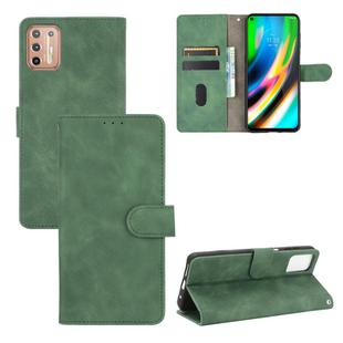 For Motorola Moto G9 Plus Solid Color Skin Feel Magnetic Buckle Horizontal Flip Calf Texture PU Leather Case with Holder & Card Slots & Wallet(Green)
